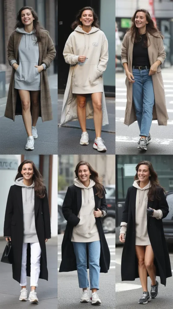 Hoodie Dress with Long Coat