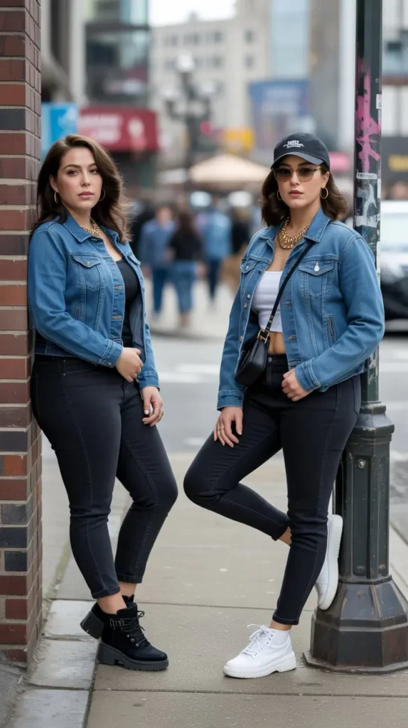 Denim Jacket with Black Jeans