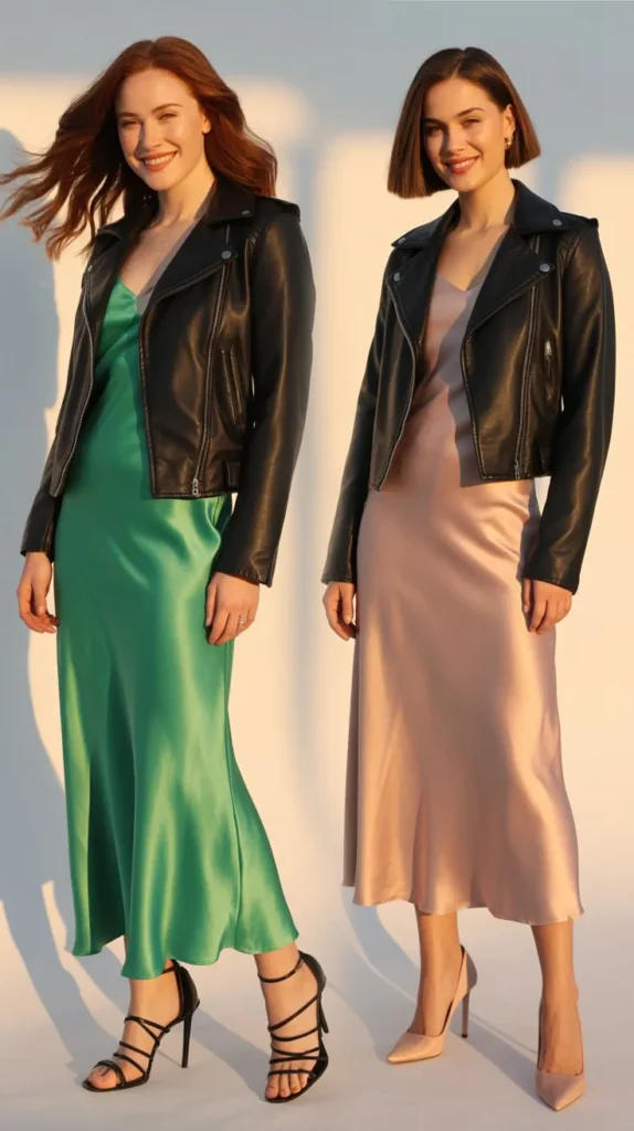 Moto Jacket With Satin Dress