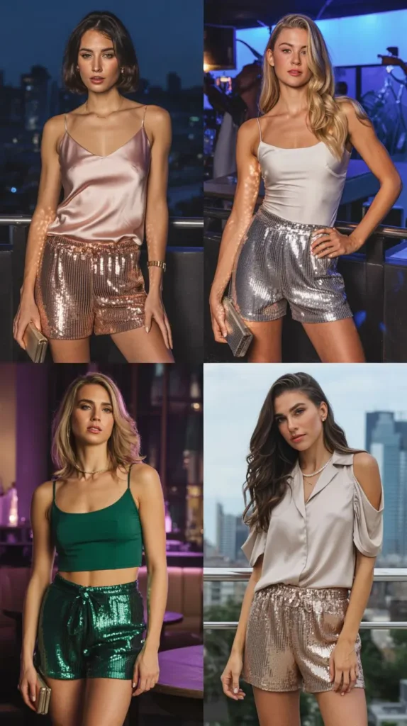 Sequin Shorts Party Outfit