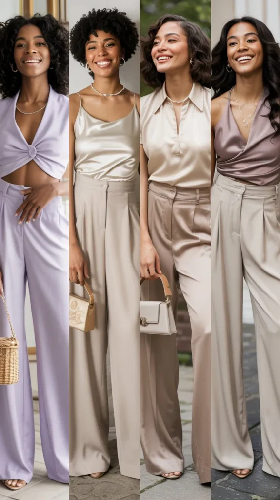 Wide-Leg Pants and Satin Top