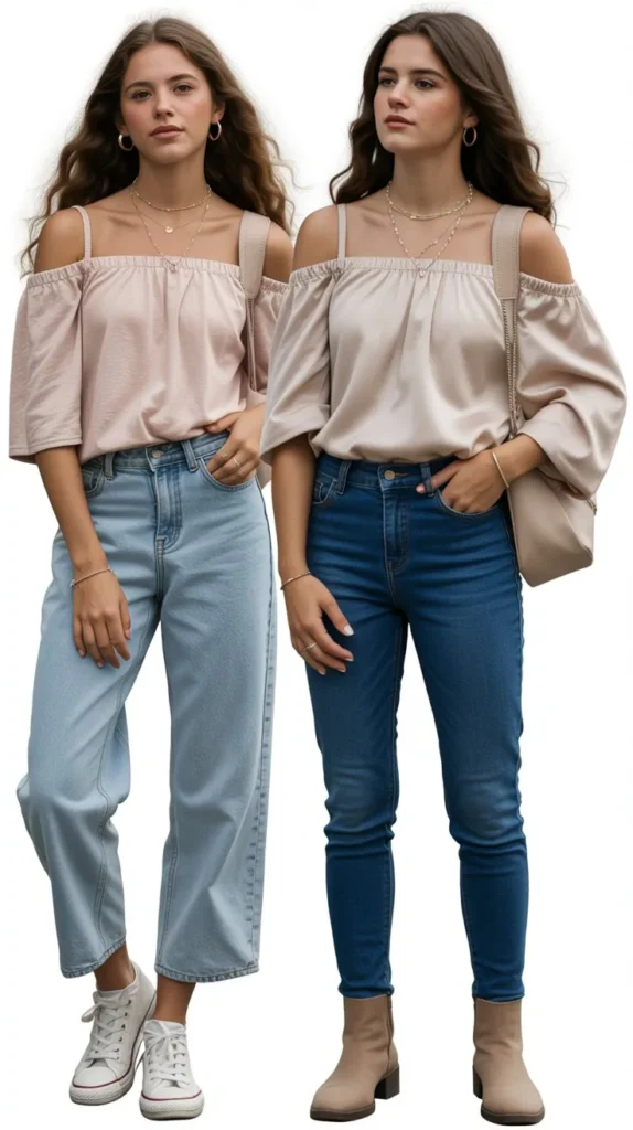 Off-Shoulder Top With Jeans