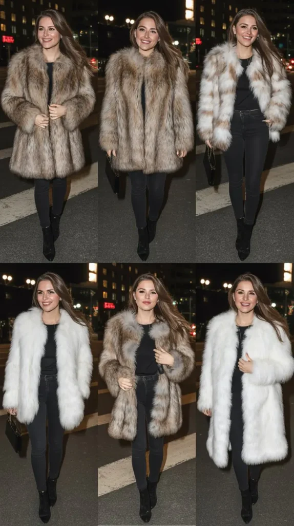 Faux Fur Coat with All-Black Outfit