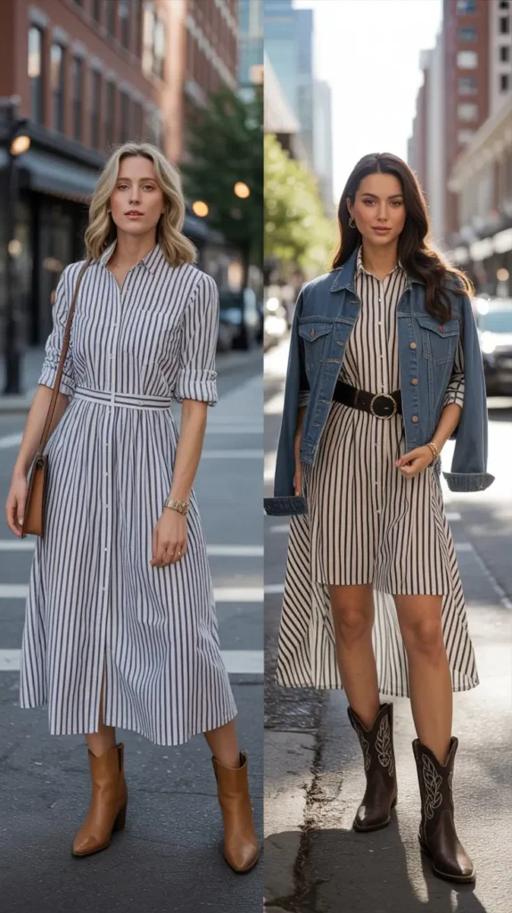  Striped Shirt Dress