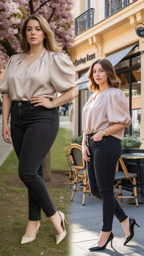 Puff Sleeve Top with Dark Jeans