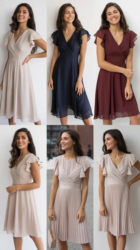 Ruffle Sleeve Graduation Dress