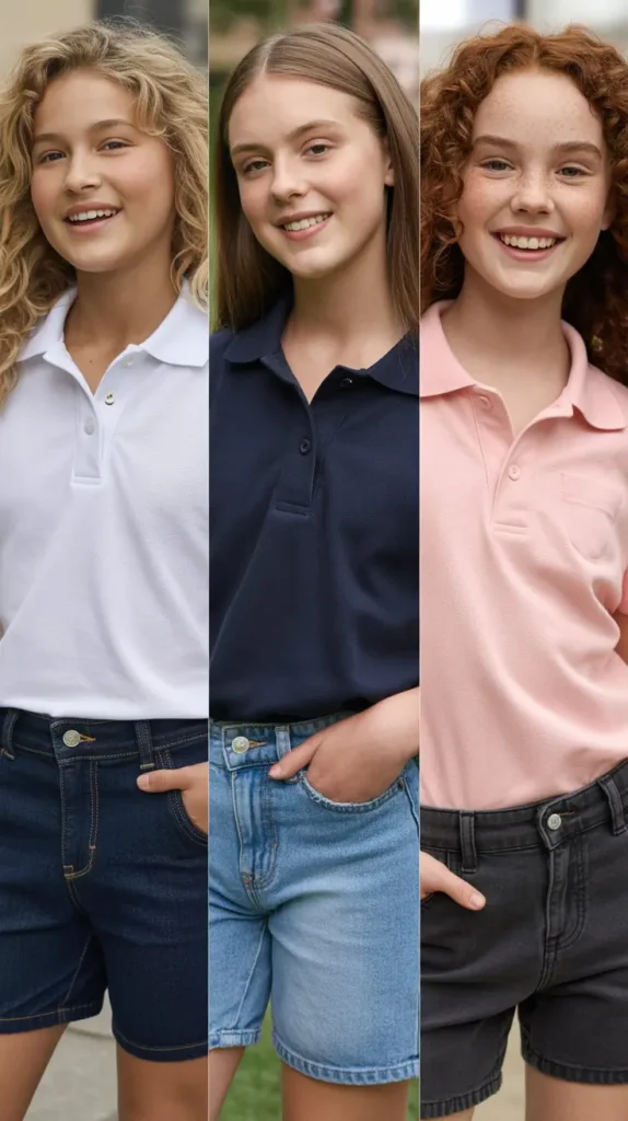 Polo Shirt With Denim Shorts