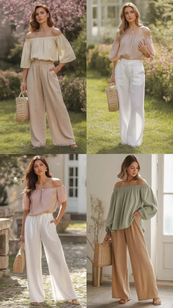 Off-Shoulder Top with Linen Pants