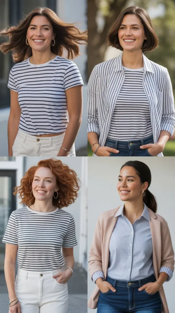 Striped Shirt With White Pants