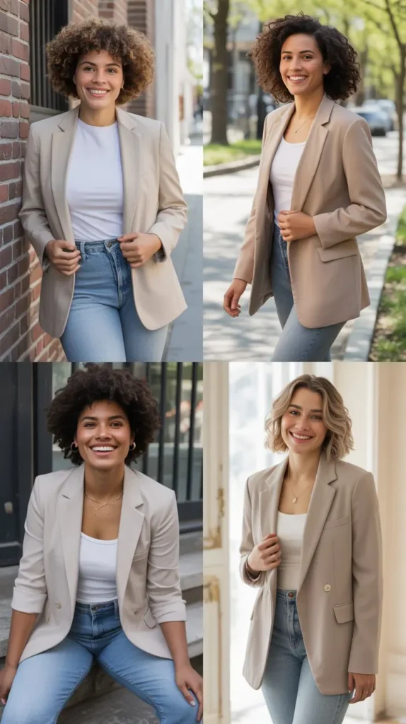 Neutral Blazer With Jeans