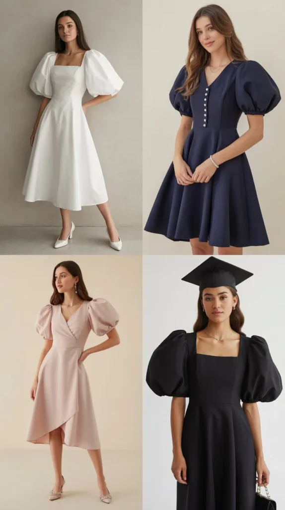 Puff Sleeve Graduation Dress
