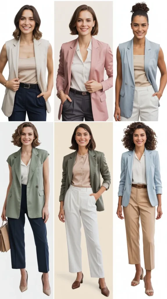 Sleeveless Blazer with Straight-Leg Pants