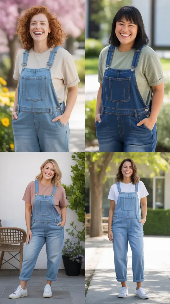 Denim Overalls With Basic Tee