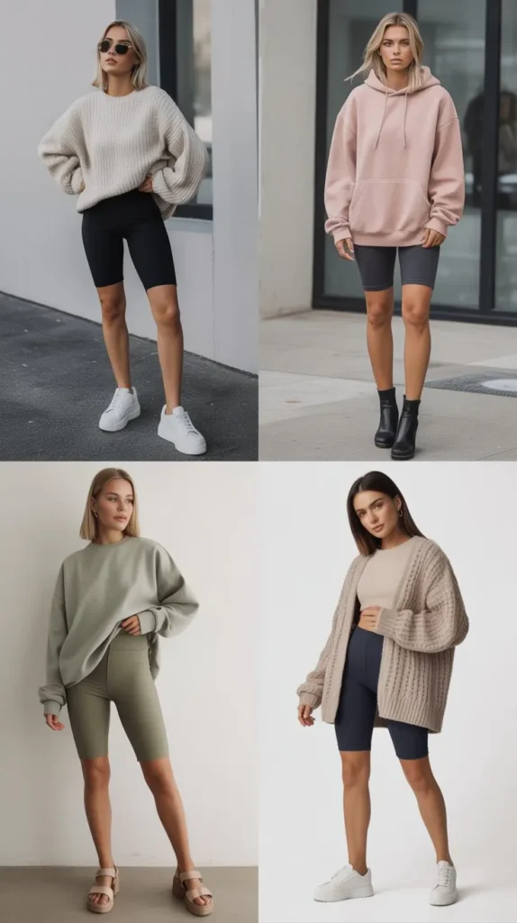 Oversized Sweater with Biker Shorts