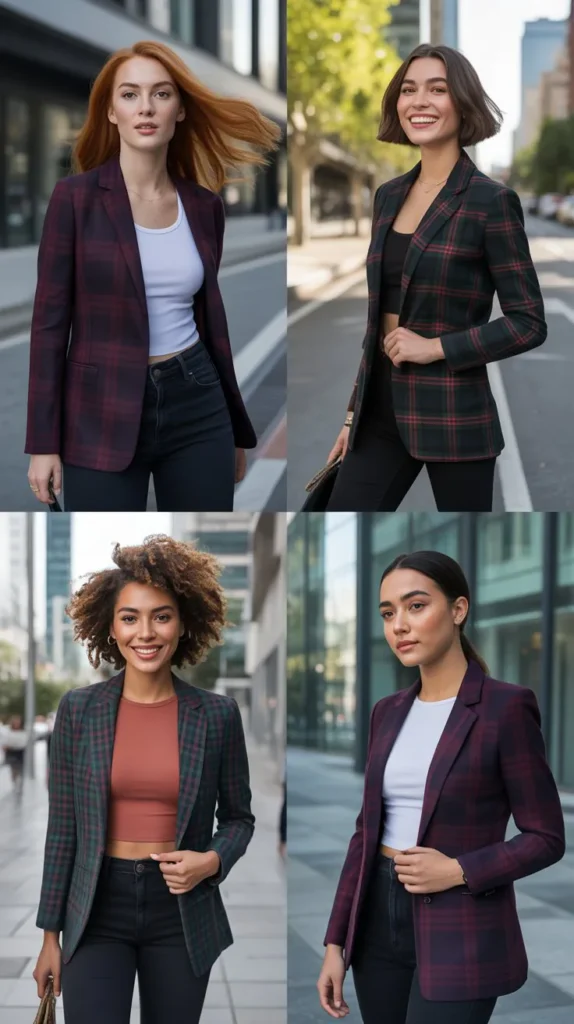 Plaid Blazer with Black Jeans