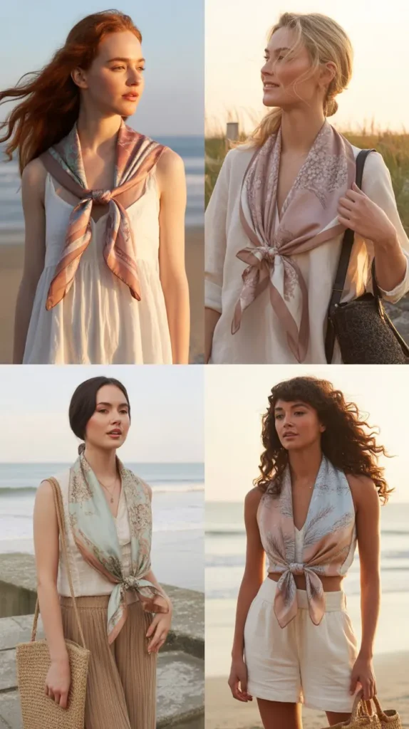 Silk Scarves Styled as Beach Accessories