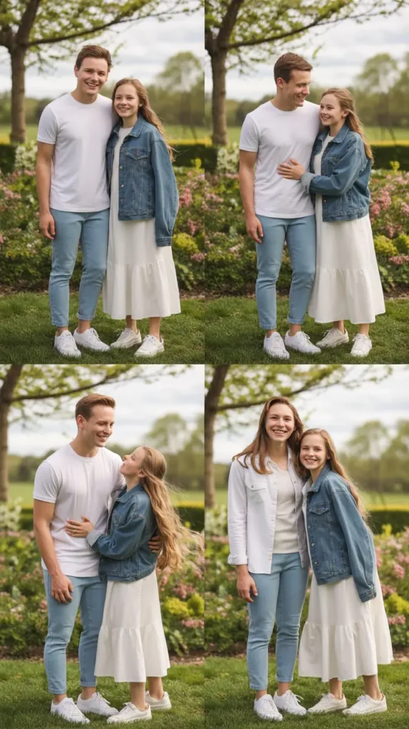 5. Denim and White Casual Easter Style