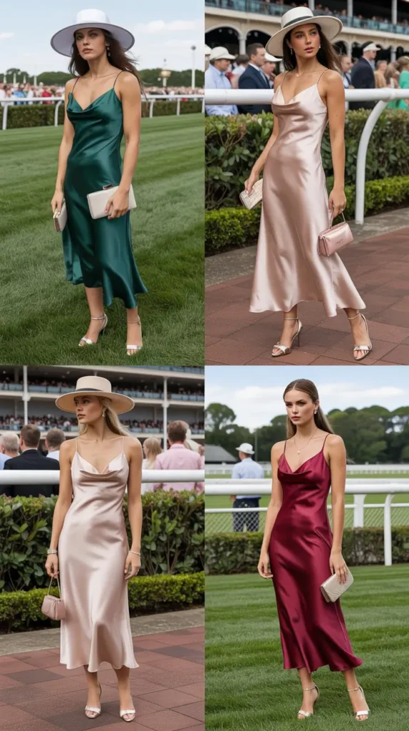 Satin Slip Dress with Elegant Accessories