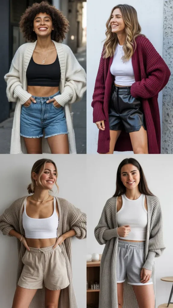 Shorts With Long Cardigan