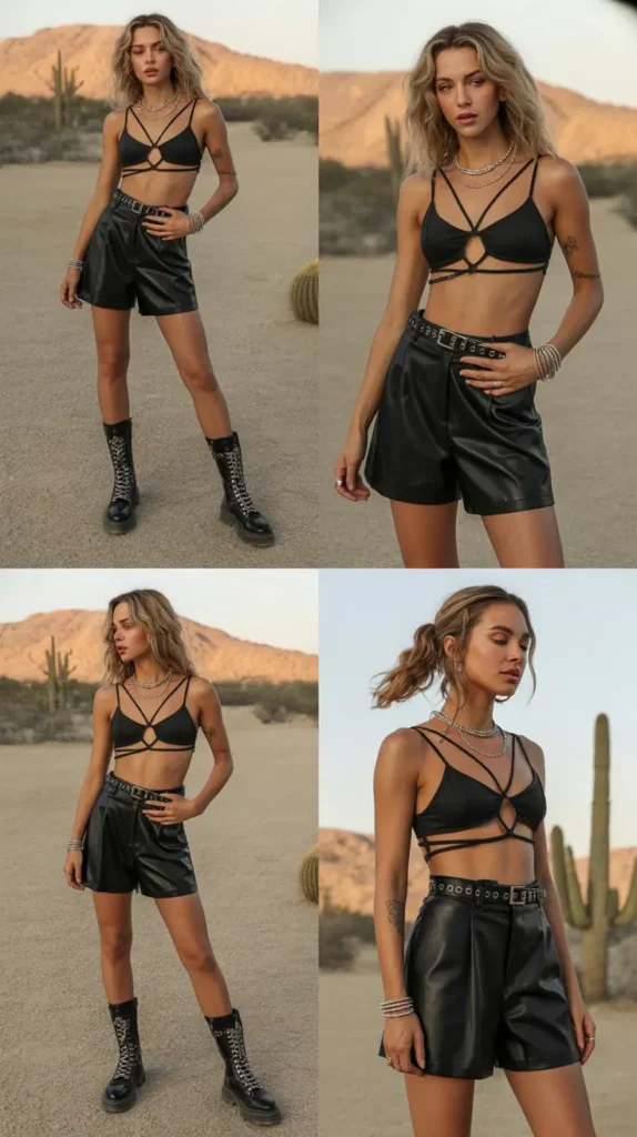  Leather Shorts and Bralette Combo