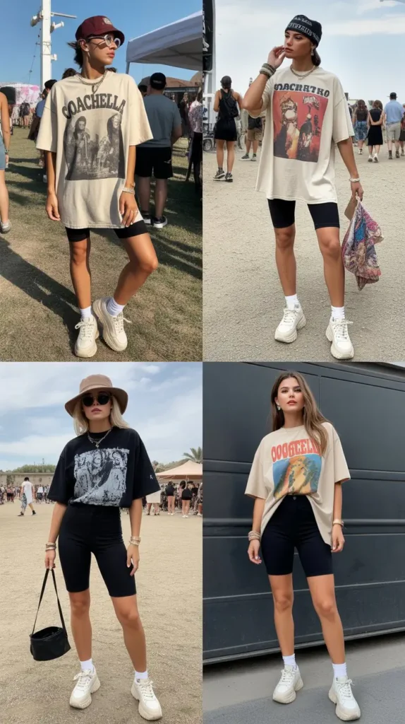 Oversized Graphic Tee and Biker Shorts