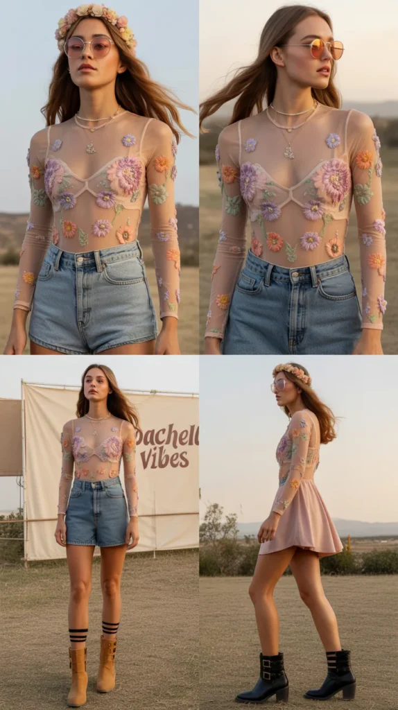 Floral Mesh Bodysuit