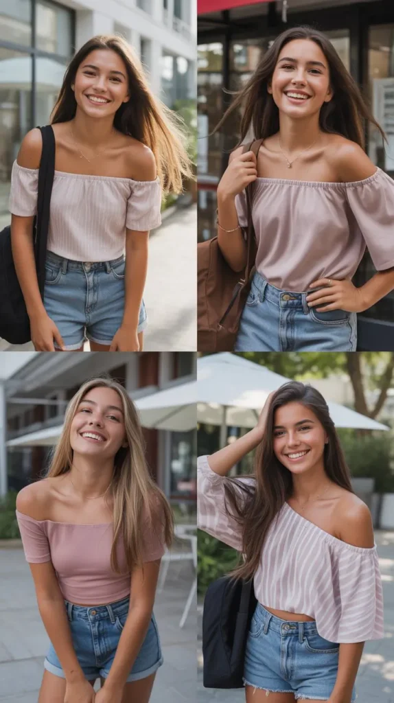 Off-Shoulder Top and Jean Shorts