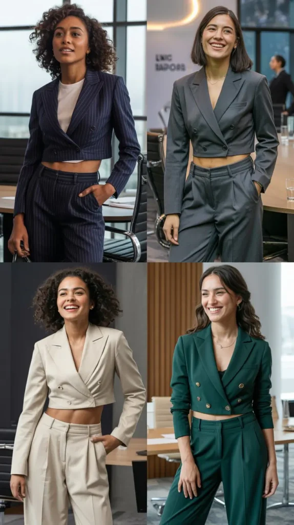 Cropped Blazer With High-Waisted Pants