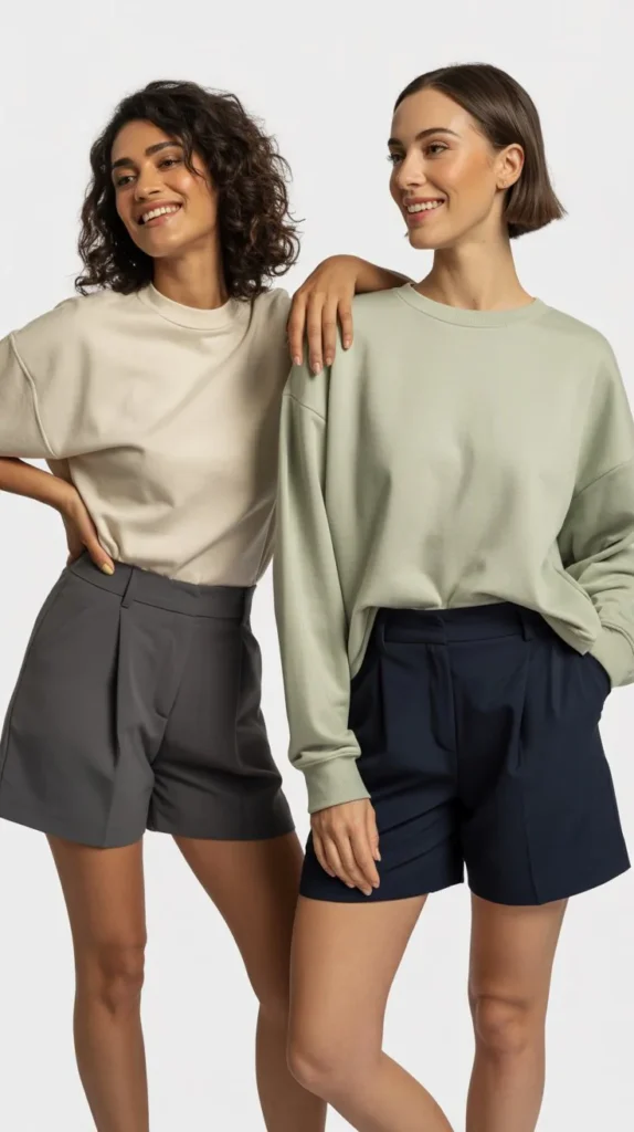 Minimalist Sweatshirt With Tailored Shorts