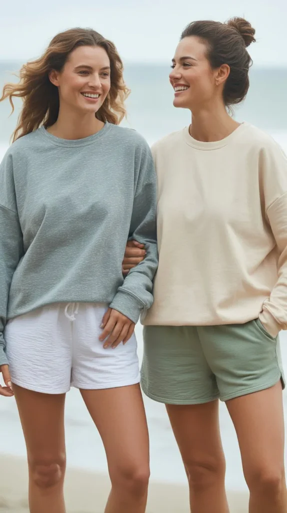Beach Sweatshirt With Cotton Shorts