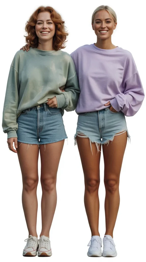Vintage Sweatshirt With Distressed Shorts