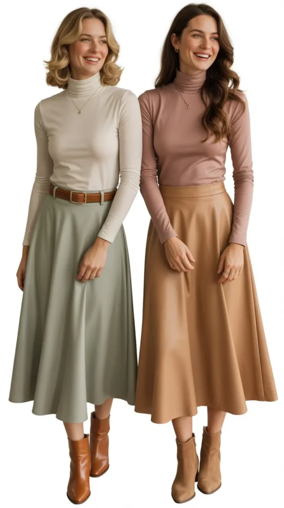 19. Midi Skirt with Fitted Turtleneck