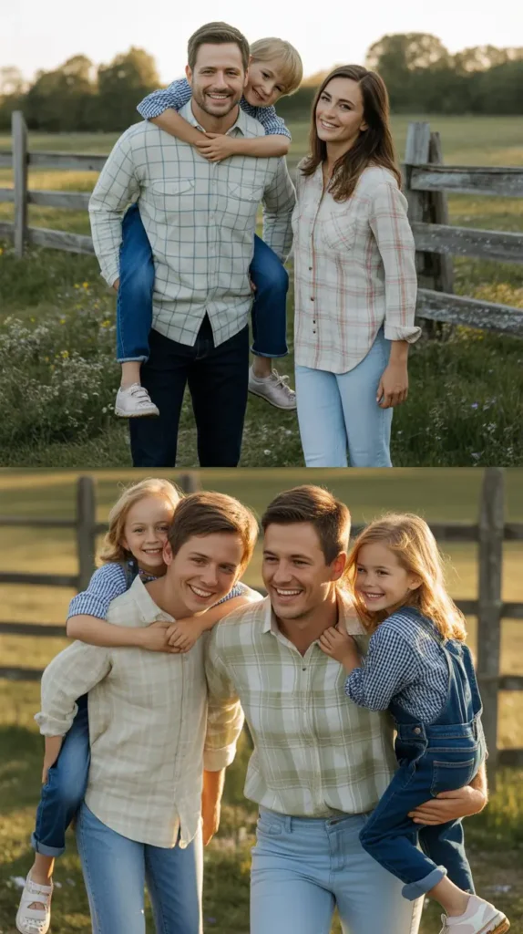 Casual Plaid Shirts for Relaxed Family Photos