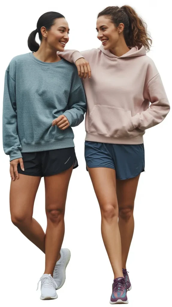 Sporty Sweatshirt With Running Shorts