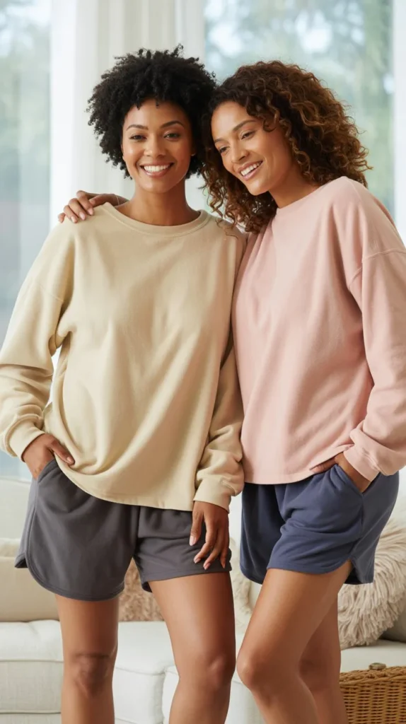 Fleece Sweatshirt With Lounge Shorts