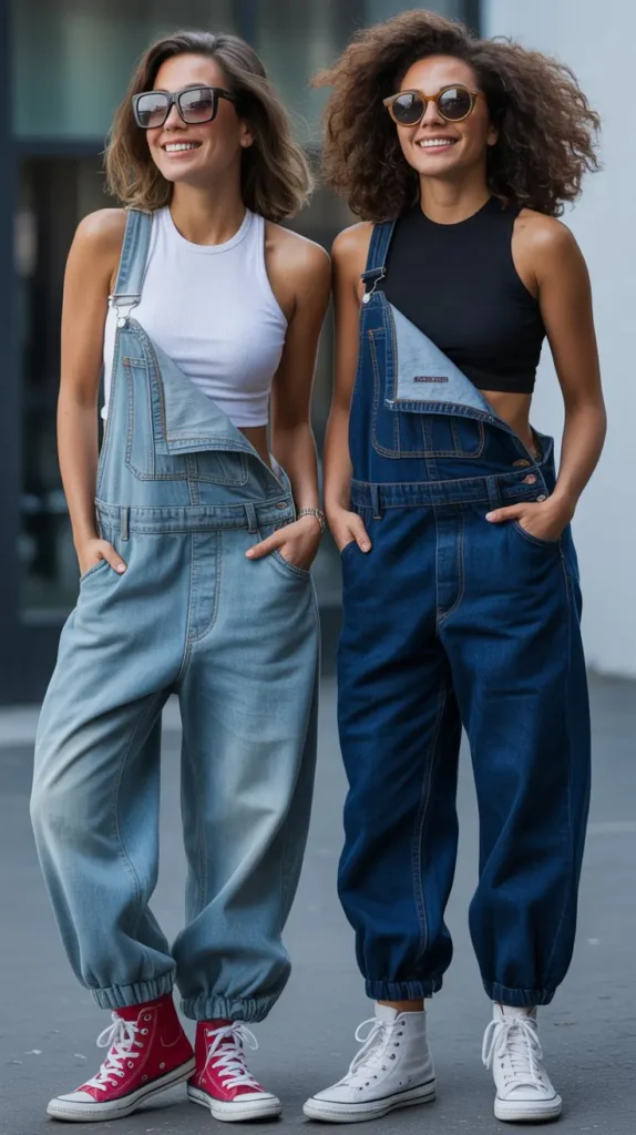 Baggy Overalls With Crop Tops