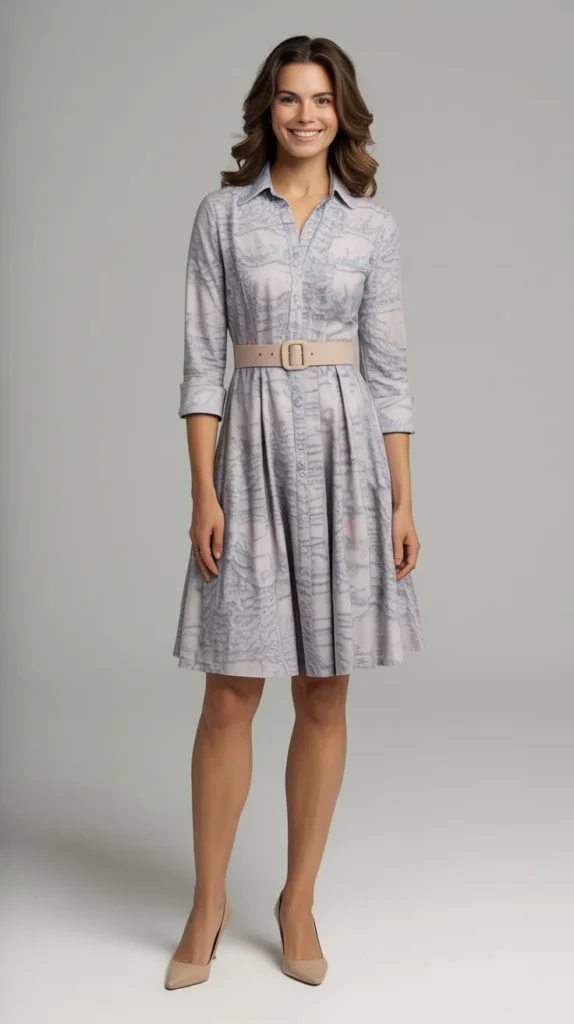  Printed Dress with Belt