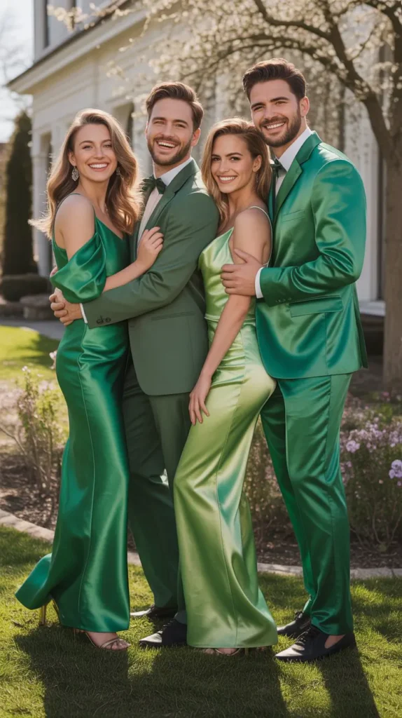 Green Satin Dresses for Glamorous Easter Looks