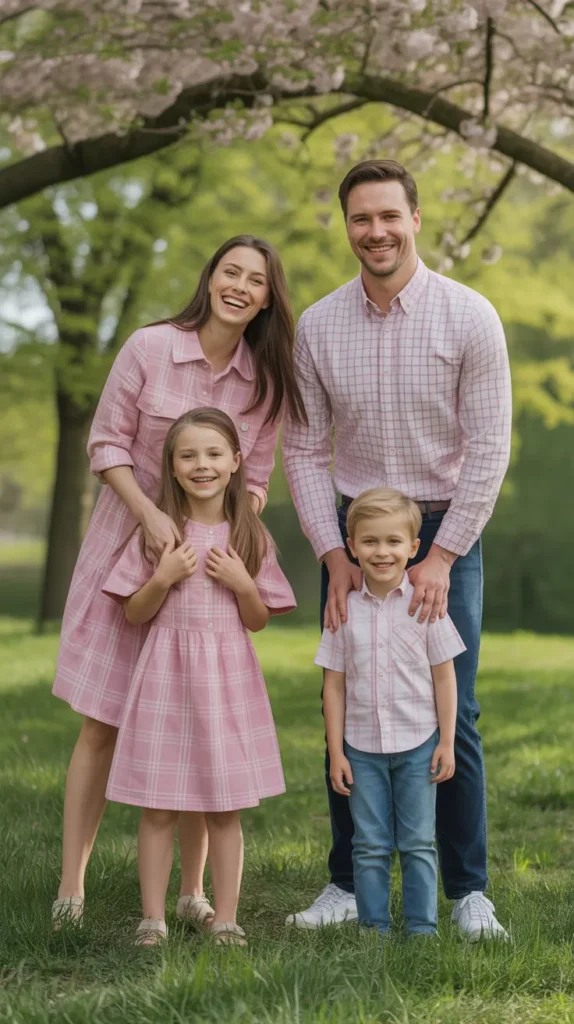 Pink Plaid Easter Outfit Coordination