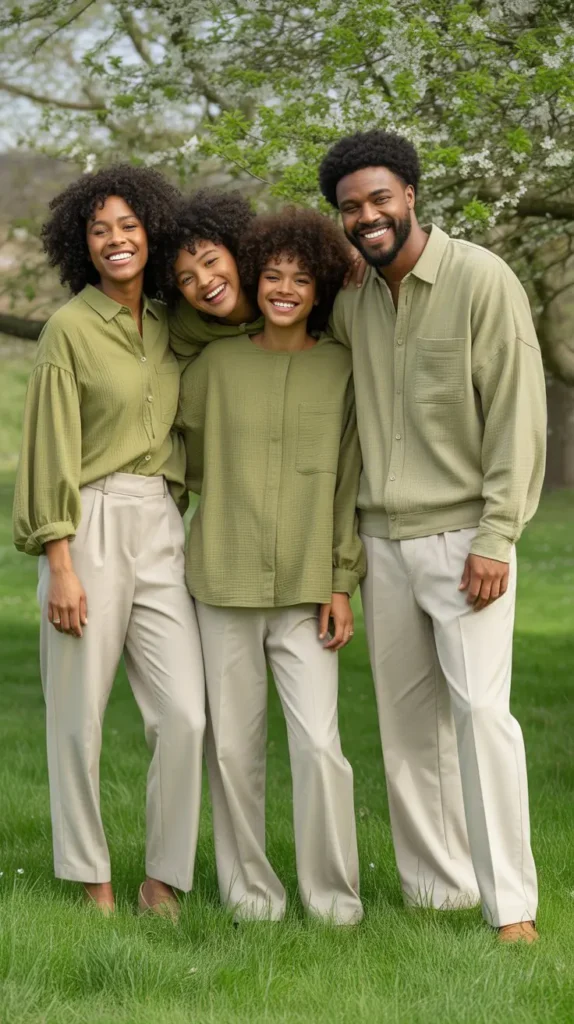Olive Green Modern Family Outfit Ideas