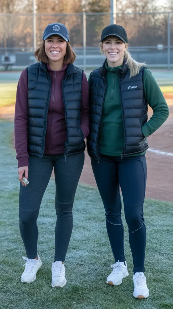 Puffer Vest with Leggings and Sneakers