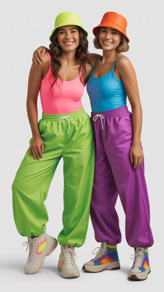 Neon Bodysuit With Track Pants