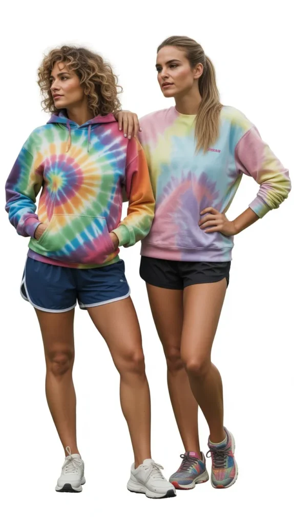 Tie-Dye Sweatshirt With Athletic Shorts