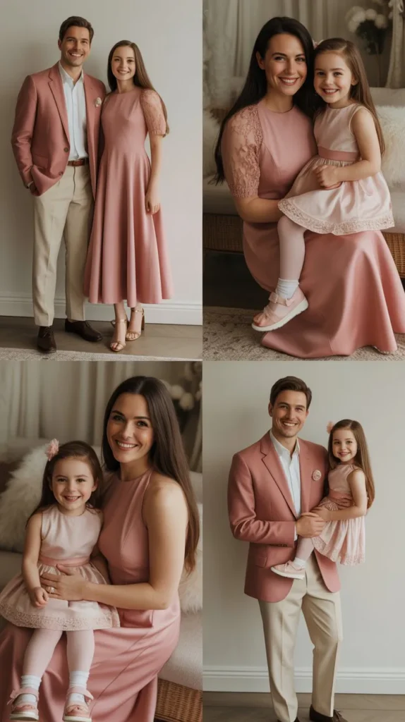 Rose Pink Elegant Family Looks