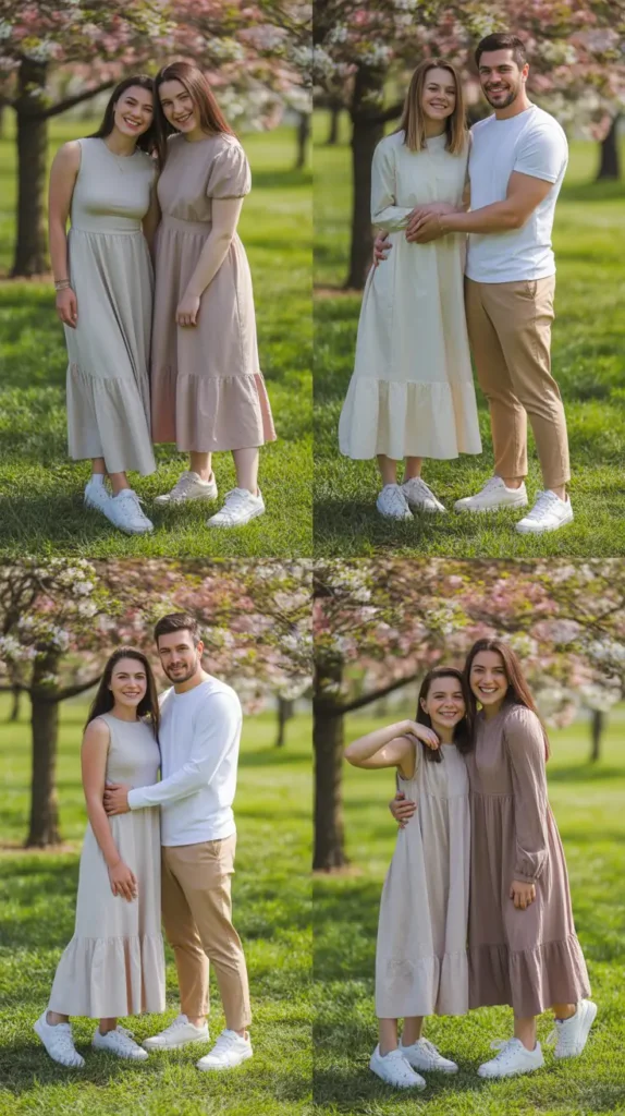 Neutral Maxi Dresses and Sneakers
