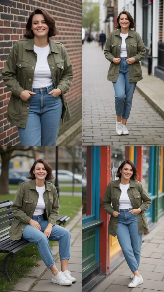 Utility Jacket with Mom Jeans