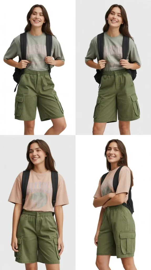 Cargo Shorts with Graphic Tee