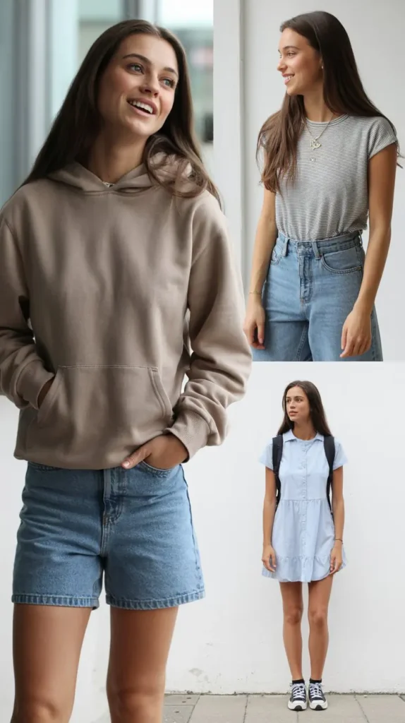 Hoodie with Denim Shorts