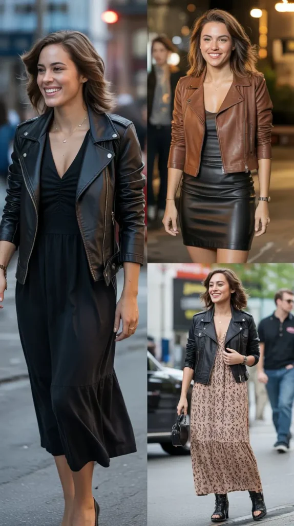  Leather Jacket with Dress