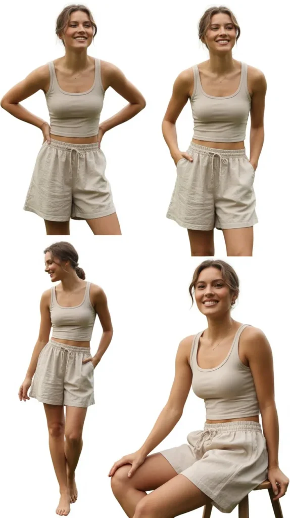 Linen Shorts with Tank Top